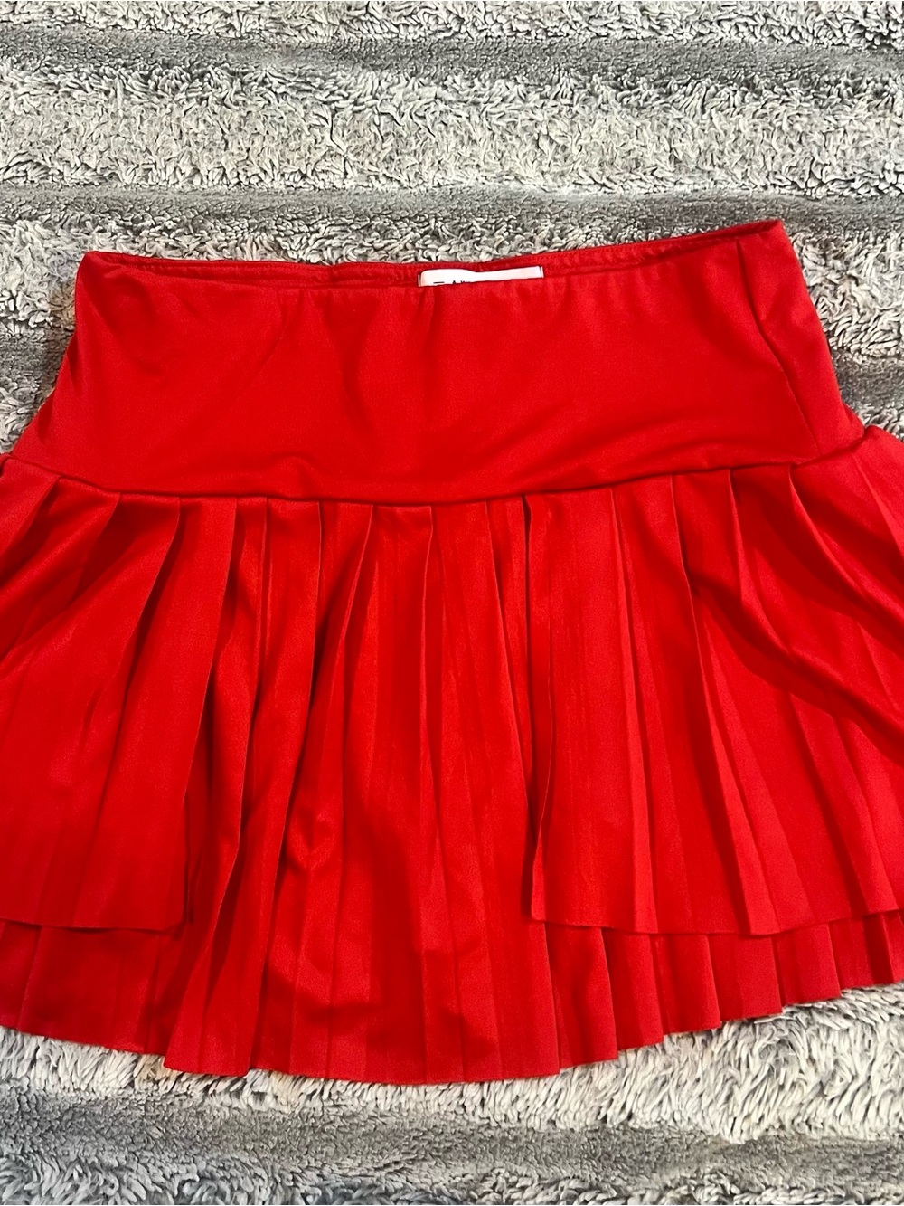 American Threads Red Pleated Mini Skirt